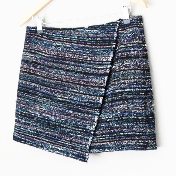 Diane Von Furstenberg DVF Austyn Black Indigo Camellia Tweed Faux Wrap Skirt 2 - Picture 4 of 16